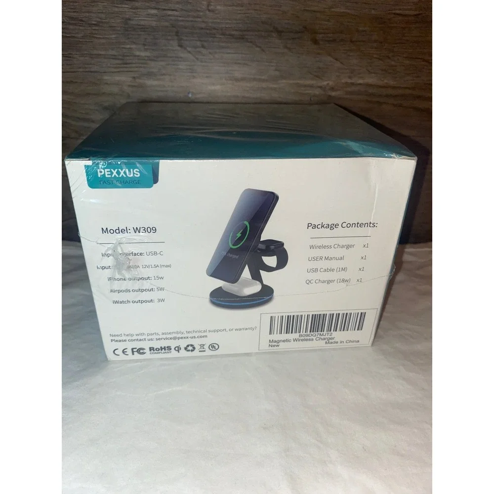SEALED Pexxus 3 in 1 Wireless Charger, Phone/Watch/Air‎ Pods